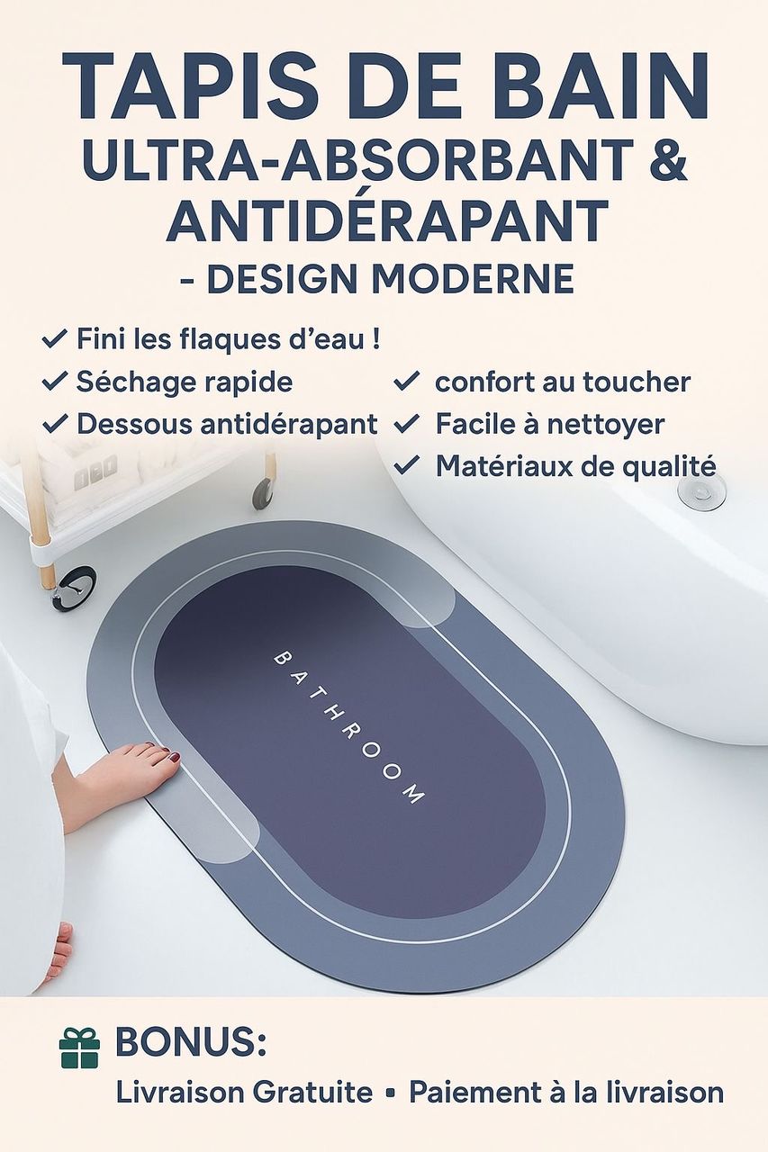 Tapis de bain ultra-Absorbant & Anti-Dérabant ( 2 acheté 1 offert )